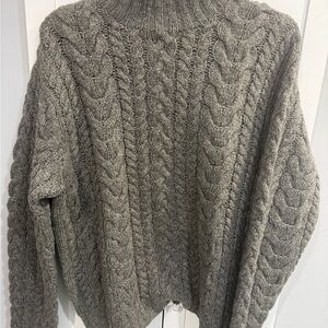 Ralph Lauren Charcoal Cable Knit Turtleneck Sweater